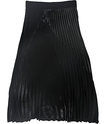 Alfani Womens Mixed-Media Pleated Skirt, Black, Large
