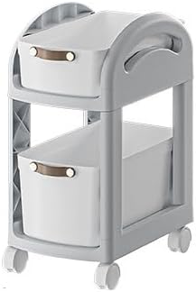Mobile Bookshelf with Wheels 2/3/4Tier Slim Rolling Storage Cart Rolling Book cart for Kids for School,Bedroom,Classroom,Office,Library,Kids Room,B,2 Tier