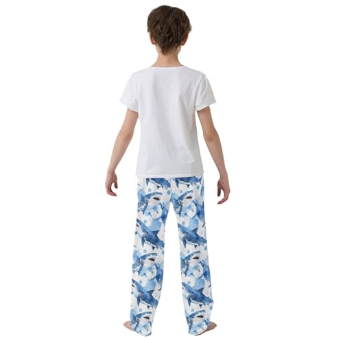 Shark Blue Color Pajamas Bottoms with Pockets Comfy Pjs Sleepwear Elastic Waistband Pajamas Pants Lounge Pants for 6-14 Years3