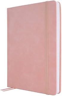 A5 (ish) Hardback Notebook Lined Paper, Numbered Pages and Pocket, Journal/Bujo - Professional Pink (Pink)