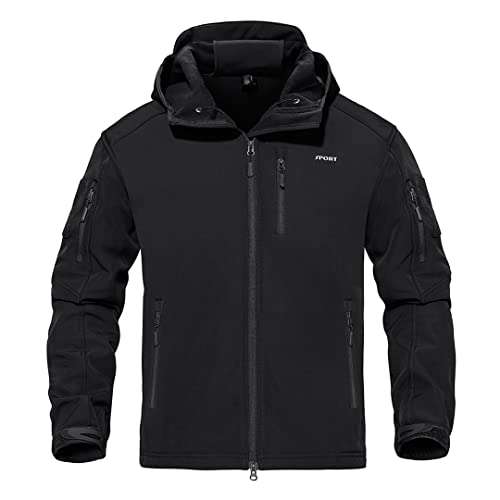 Men Outdoor Waterproof Tactical Jacket With Hood Airsoft Work Fleece Jackets Coat Black M - Image 5