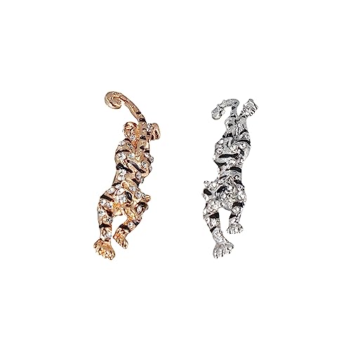Image of Leadigol Rhinestone Tiger Brooch Pins Women Men Fashion Jewelry Gold Silver Animal Lapel Pin Coat Collar Brooch Badge Wedding Party Clothes Decoration Gifts