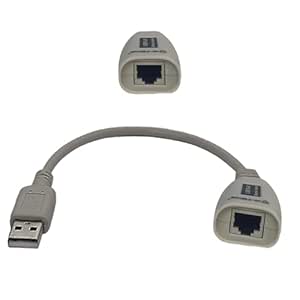 HIFOCUS USB Male + USB Female RJ45 Extension Adapter - 50M/150ft USB 2. ...