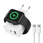Carregador Relógio Watch 3 em 1 com Base Magnética Sem Fio + Cabo Tipo C Rápido + USB-A – (Compatível com Apple Watch) e Dispositivos USB-C Carregamento Turbo