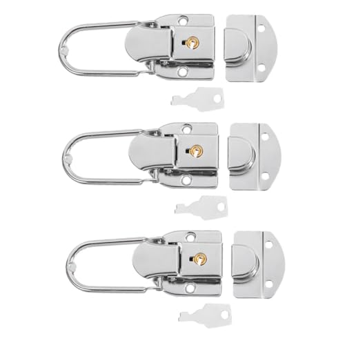 OSALADI 3 Pack Toolbox Buckle Latch Vintage Lock Clasp for Box Luggage Toggle Latch Jewelry Box Hasp Suitcase Lock Hasp Iron Material Design