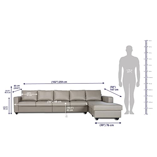 Image of Wakefit Sofa Set | 3 Year Warranty | Sofa 3 Seater, 3 Seater Sofa for Living Room, Wooden Sofa Set, 4 Seater + Right Aligned, Sofa for Living Room - Napper(Jindal : Cappuccino)