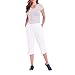 Catalog Classics Womens Capri Pants with Pockets Elastic Waist Pants for Women - White, 1X