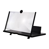 minkissy 12-inch Pulling Type Phone Screen Magnifier Amplifier with Stand, HD Video Enlarger Rack for Smartphones, Black Desktop Holder for Online Classes and Tv Viewing