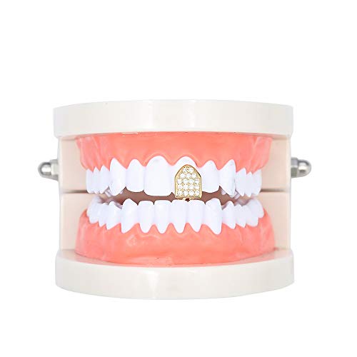 Grillz de diamante banhado a ouro 18K para seus dentes para homens e mulheres - Hip Hop Diamond Gril