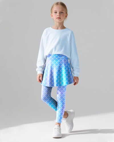 Girls Leggings with Skirt Kids Footless Tights Cute Mermaid Unicorn Leggings for Toddler Girls Kids Ruffle Tights 4-7 Years2