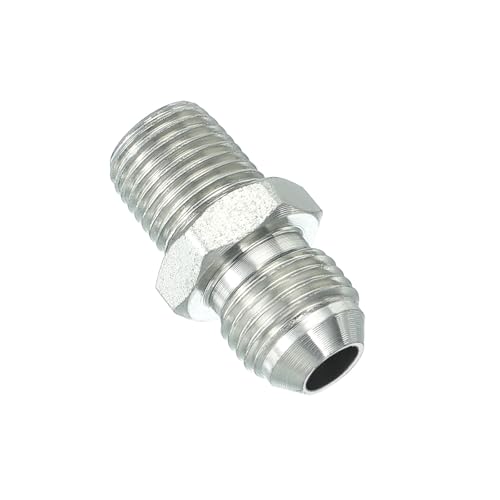 Image of PATIKIL Pipe Adapter Connector 9 /16 inch Male 74 Flare JIC x 1 /4 inch Male R Pipe Fitting Oil Feed Restrictor Fitting Hydraulic Connector for Oil Steam Water Pipelines System