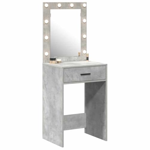 vidaXL Mesa de Tocador con cajón Gris hormigón 50 x 41 x 135 cm, Mesa de tocador Moderna y Elegante, tocador Minimalista con Almacenamiento, iluminada con Leds, alimentada por USB, estación de Aseo m