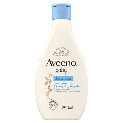 Aveeno Baby Dermexa Moisturising Wash (1x 250ml), Soothing Unscented and Soap-Free Baby Body Wash Developed to Gently Cleanse Delicate Skin, for Babies with Very Dry, Itchy Skin and Prone to Eczema