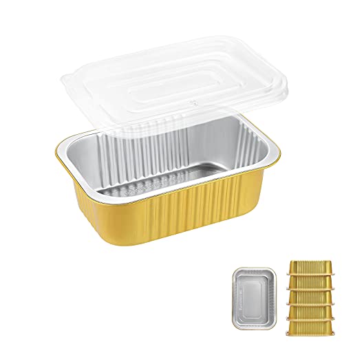 31oz Aluminum Foil Pans with Lids, 5 Pack, 6 x 4 Inch
