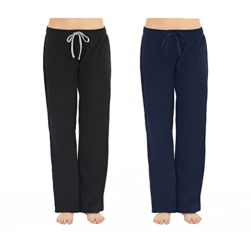 Image of U2SKIIN 2 Pack Pajama Pants for Women Soft, Cotton Comfortable Womens Lounge Lightweight Sleep Pj Bottoms