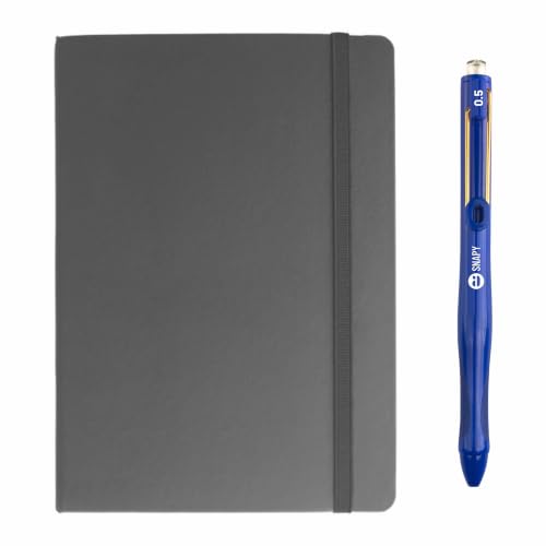 Image of Anupam Fluct A5 Ruled Journal + Snapy 0.5mm Gel Pen Combo | 160 Pages | 80 GSM Acid-Free Paper | Lay-Flat Hardcover | Waterproof Quick-Dry Ink | Writing Kit for Office & Daily Journaling (Grey)