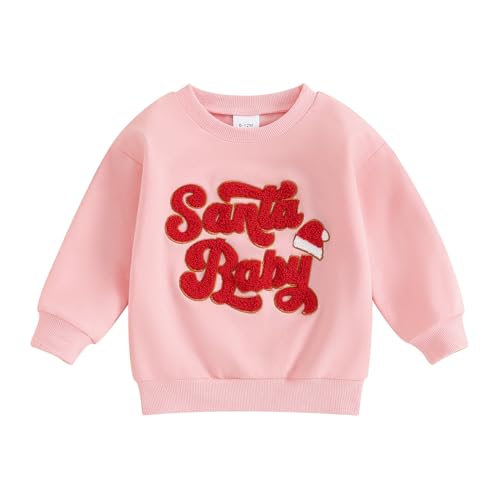 Hnyenmcko Toddler Baby Boy Girl Christmas Outfit Santa Long Sleeve Crewneck Sweatshirt Pullover Tops Baby Fall Clothes