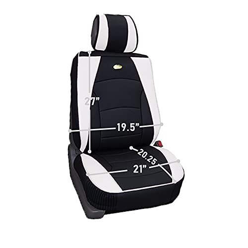 Image of FH Group Ultra Comfort Highest Grade Faux Leather Full Set Cushion Pads Car Seat Covers for Front and Rear- Universal Fit for Cars Trucks & SUVs (White /Black)