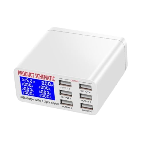 Estación de carga USB 6 puertos multipuerto LCD inteligente PRETYZOOM blanco