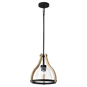 Pendant Light Fixtures, Farmhouse Wood and Glass Pendant Lighting for Kitchen Island, Rustic Length Adjustable MD89437 Pendant Light Fixtures Farmhouse Wood and Glass Pendant Lighting for Kitchen Island Rustic Length Adjustable MD89437