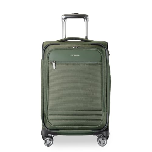 Ricardo Beverly Hills Softside Carry-On with Front Pocket, 20-Inch Lightweight Expandable Luggage, 360° Spinner Wheels, Sustainable Design, TSA Lock, Telescopic Pull Handle, Pine, Ashbury Series
