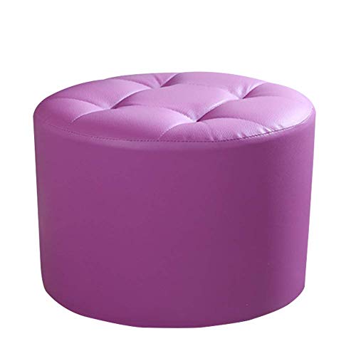Agmcee Pouf Footstool in Tufted Faux Leather with Ottoman Foam Seat-Purple