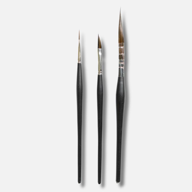 Image of Stationerie Mini Spotter Paint Brushes Set /Handmade Professional Artist Handle Painting Brush Set for Acrylic, Watercolor, & Gouache Painting (7 Mini Spotter Brushes)(Matt Black)
