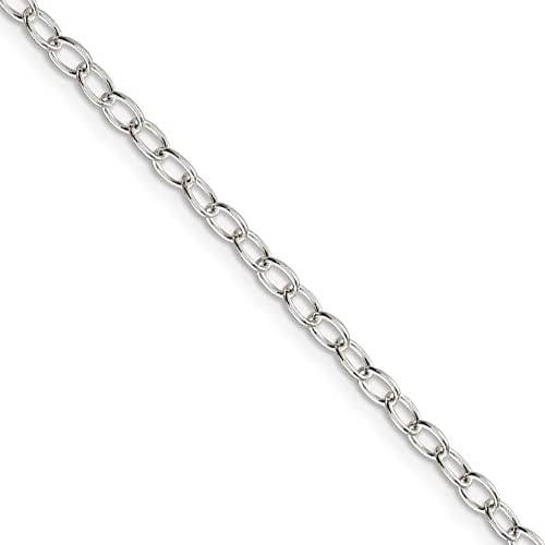 Black Bow Jewelry 3.4mm, Sterling Silver, Solid Oval Cable Chain Necklace, 18 Inch
