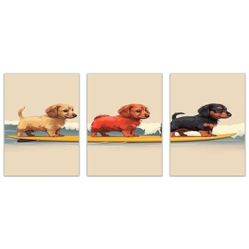 Tableaux Muraux Trois chiots drôles Déco Chambre Dune 60x80cm Sans Cadre