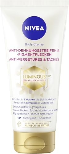 NIVEA LUMINOUS630 Body Creme Anti-Dehnungsstreifen & -Pigmentflecken, Bodylotion gleicht Unterschiede im Hautton aus, leichte Textur und spendet 48h Feuchtigkeit (200 ml)