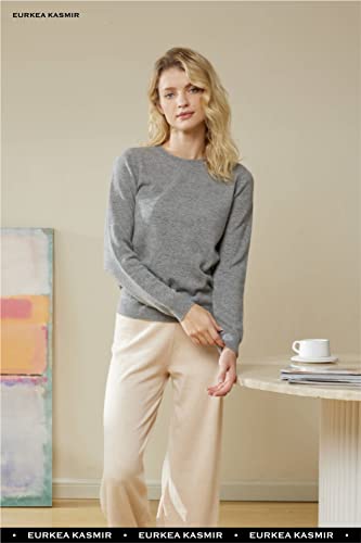 Image of EURKEA Women's Crewneck 100% Cashmere Sweater, Cozy Pullover Winter Top for Women, Gift Ready