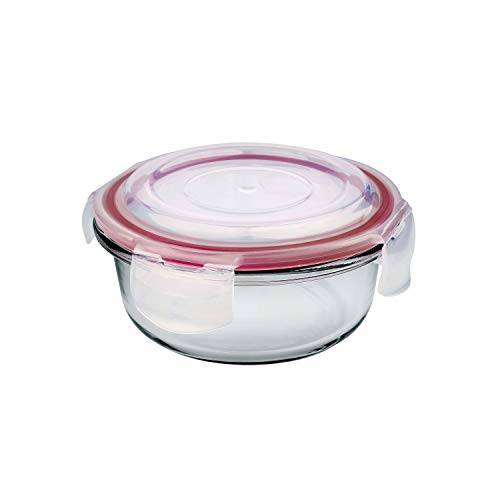 Pote De Vidro Hermético Redondo Euro Vermelho 400ml