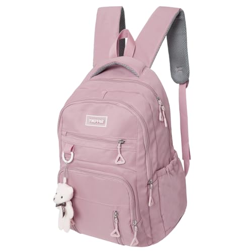 Mochila Bolsa Fofa Moderna Feminina Estilosa Elegante Impermeável Estudante Escolar Faculdade Viagem Trabalho Fashion Para Notebook Linda Passeio Leve Grande (Rosa)