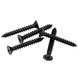 Bolt Dropper #8 x 1-1/4-Inch Black Screws, Pack of 25 - Xylan Coated Stainless Steel Flat Head Phillips Wood Screws - Corrosion Resistant for Wood, Drywall Applications, and Outdoor Projects