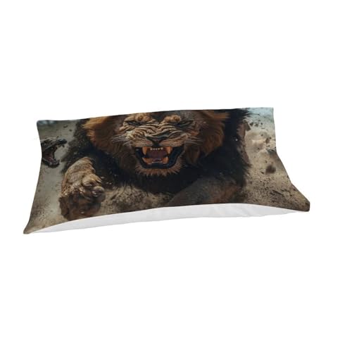 Housse de couette lion microfibre de qualité supérieure impression 3D parure lit simple - 7