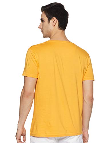 Image of ABOF Men's Solid Slim fit T-Shirt (BOA19AMCWTE3034712 Yellow M Mustard M)