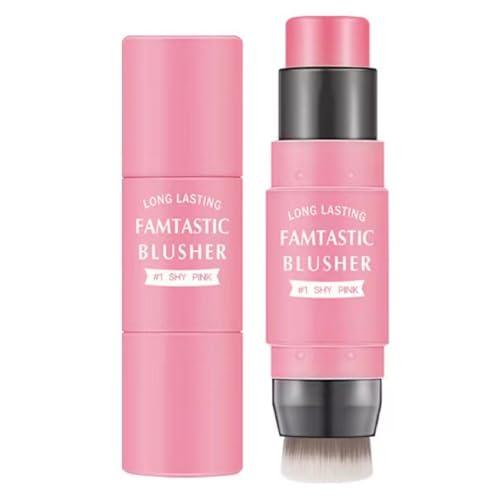 KARLOR 2-in-1 Blush Stick Set, Blush Stick mit Bürste, Rosa Rouge Stick cream Blusher matt Blush Stain Set cremig Rouge Gesicht matte wasserdicht Natürlich gesunde Wange Erröten(01 PINK)