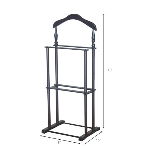 Proman Products Sakura Twin Valet with Wooden Hanger, Trouser Bar & Tie Bar, Walnut
