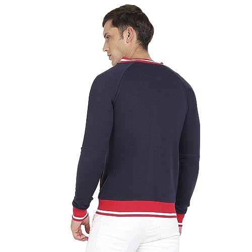Image of Campus Sutra Men's Multicolour Zip-Front Jacket With Raglan Sleeve For Casual Wear | Low-High Neck | Long Sleeve | Zipper Closure | Cotton Jacket Crafted With Comfort Fit For Regular Wear