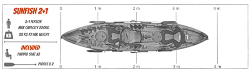 Cambridge Kayaks ES, Sun Fish TÁNDEM SÓLO 2 + 1, Rojo, RIGIDO