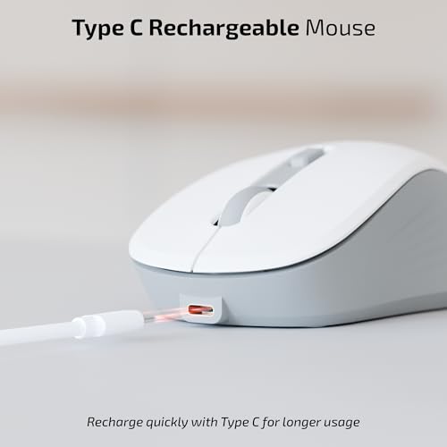 Image of iBall GLIDR S290 Wireless Mouse, Dual Mode 2.4GHz + BT, Up to 1600 DPI, 4 Buttons, Type-C Rechargeable Battery, Ambidextrous Design, Auto Sleep, High Precision Tracking (White)