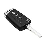 Wuyangcun Klappschlüssel Gehäuse für VW Golf 7 GTI MK7 Skoda Octavia A7 SEAT Leon Ibiza 3-Tasten Ersatzschlüssel Hülle mit HU66 Rohling Breite Klinge Ohne Elektronik