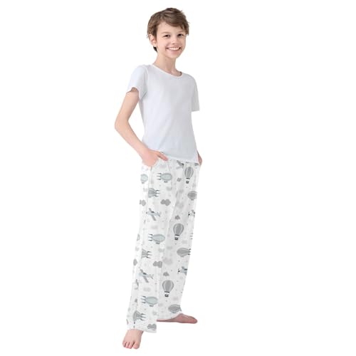 Boys' Pants Hot Air Balloon Plane Cartoon Long Bottoms Jogger Pants Elastic Waist Trousers with Pockets S-XL4