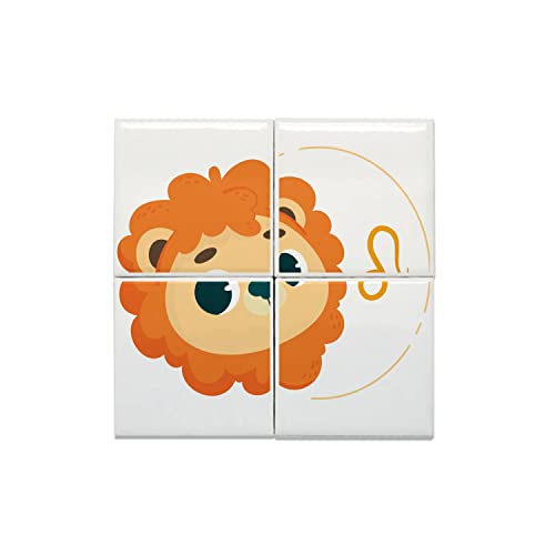 Carreaux céramique lion zodiaque 20x20 cm décoration murale salon