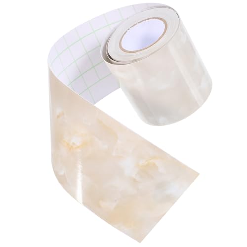 MUCKLILY Cenefa Autoadhesiva de Mármol para Decoración de Paredes en Cocina y Baño, Fácil Instalación, Material Pvc Beige Elegante y Refinado