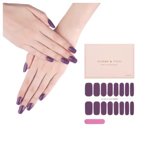 DANNI & TONI Semi Cured Gel Nail Strips Purple (Mulberry) Thin Version Gel Nail Stickers 16 Stickers