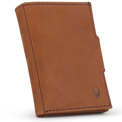 DONBOLSO NextGen Slim Portemonnaie Brieftasche - Minimal Wallet - Münzfach, RFID-Schutz, bis 11 Karten, Mini Portemonnaie, 9 x 7,1 x 2 cm - Vintage Braun