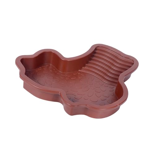 Bothyi Reptile Bathing Pool Turtle Water Dish Aquarium Ornament Habitat Decor Turtle Basin Reptile Water Dish for Pet Supplies Snake, Brown