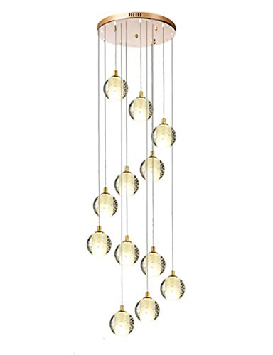 Lustre d'escalier moderne à 12 bulles de verre pour haut plafond de villa loft