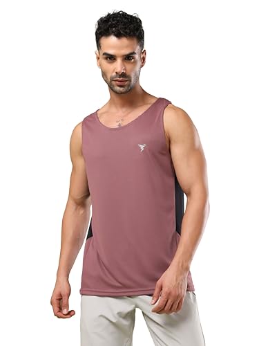 Image of TECHNOSPORT Men's Solid Slim Fit Scoop Neck Sports Innerwear Vest with TECHNOCOOL+ Quick Dry Anti Odour Anti Microbial 2 Way Stretch Soft & Smooth Activewear